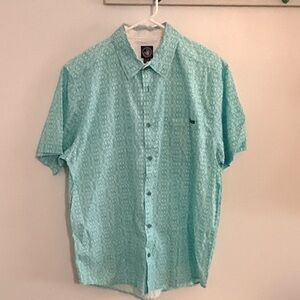 Body Glove Men's Aqua Patterned Short-Sleeve Button-Up Shirt